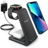Wireless Charging Stand – 3 In 1 Fast Wireless Charger – Qi Charging Station Dock Compatible With AirPods Pro Apple Watch 7 SE 6 5 4 3 2 IPhone 13 Pro Max 12 11 Pro Max Xs X With QC3.0 Adapter -Watch Store 091952166579