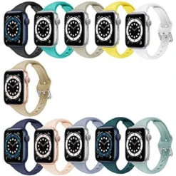 YSSNH Compatible With Apple Watch Bands 38mm 40mm IWatch Bands 44mm 42mm For Women, Thin Narrow Soft Silicone Sport Replacement Wristband For IWatch Series SE 1 2 3 4 5 6, Men