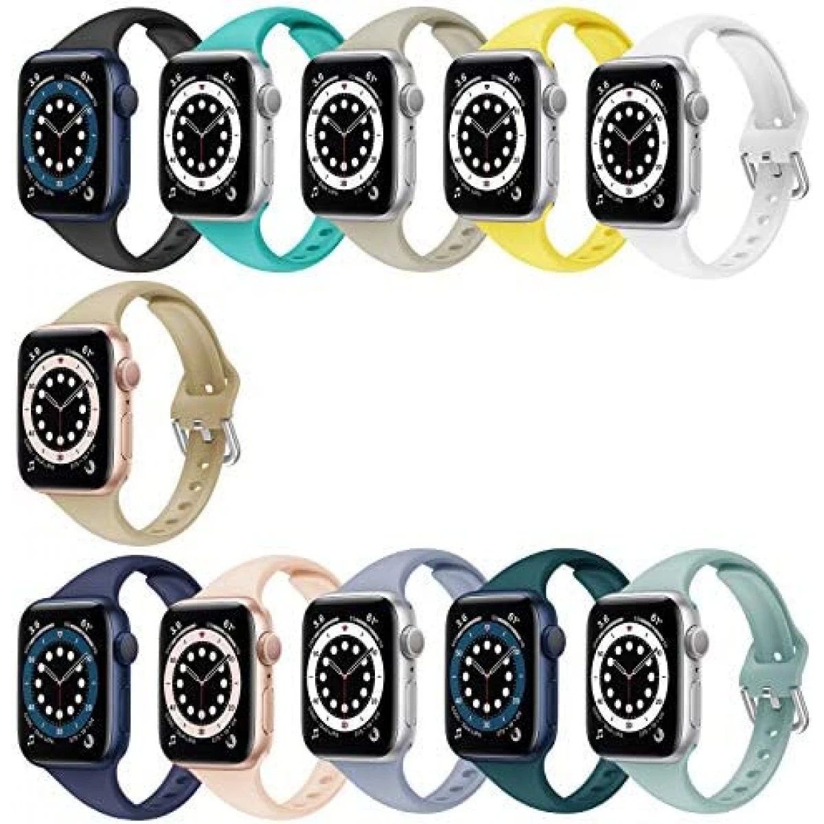 YSSNH Compatible With Apple Watch Bands 38mm 40mm IWatch Bands 44mm 42mm For Women, Thin Narrow Soft Silicone Sport Replacement Wristband For IWatch Series SE 1 2 3 4 5 6, Men 3 YSSNH Compatible With Apple Watch Bands 38mm 40mm IWatch Bands 44mm 42mm For Women, Thin Narrow Soft Silicone Sport Replacement Wristband For IWatch Series SE 1 2 3 4 5 6, Men