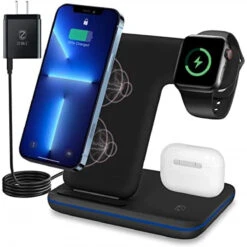 Wireless Charger,ZHIKE 3 In 1 Fast Charging Station Compatible With Apple Watch 7/SE/6/5/4/3/2,AirPods 3/Pro/2/1,Charging Stand For IPhone 13/Pro/Pro Max/12/11/X/Xs Max/8/8 Plus And Samsung Phones