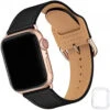 Neutral Compatible With Apple Watch Band 38mm 40mm 42mm 44mm, Soft Leather Watch Band Replacement Strap For IWatch SE Series 6 5 4 3 2 1(Black With Rose Gold, 38MM/40MM) -Watch Store 619470017625