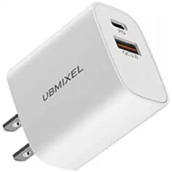 USB C Charger Block, USB C USB A Wall Charger, Dual Port Plug PD 3.0 Type C Fast Charger Brick Cube Block Compatible With Apple Watch Series 7, Apple Watch Charger/iPhone 12 13 Pro Max, White