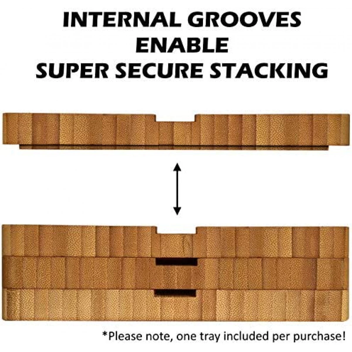 Stackable Bamboo Storage Tray For Apple Watch Bands (Stores 5+ Bands, Stores 9+ Covers, Wood, Includes Cover) 4 Stackable Bamboo Storage Tray For Apple Watch Bands (Stores 5+ Bands, Stores 9+ Covers, Wood, Includes Cover) - Image 2