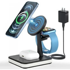 Apple Charging Station For IPhone 12/13 Magnetic Wireless Charging Station For Multiple Devices Apple Magsafe Charger Stand IPhone 12 13 Pro/Max/Mini,AirPods 2/3/Pro,Apple Watch 2/3/4/5/6/7