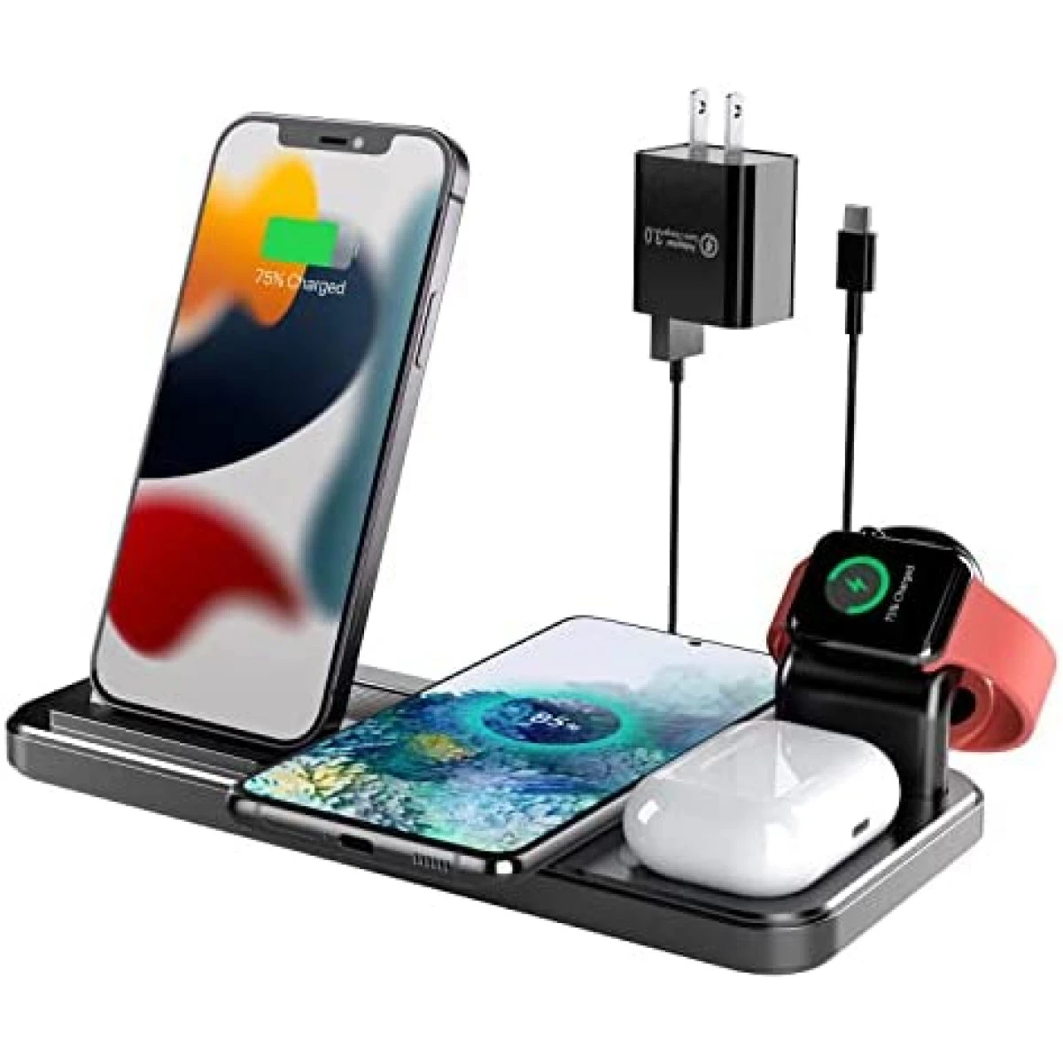 Wireless Charger, Coobetter 4 In 1 Wireless Charging Station, Foldable Wireless Charging Stand For Airpods Pro, Apple Watch, Compatible With IPhone 13/12/11 Series/XS/XS Max/XR/X/8P/8/Samsung Galaxy 3 Wireless Charger, Coobetter 4 In 1 Wireless Charging Station, Foldable Wireless Charging Stand For Airpods Pro, Apple Watch, Compatible With IPhone 13/12/11 Series/XS/XS Max/XR/X/8P/8/Samsung Galaxy