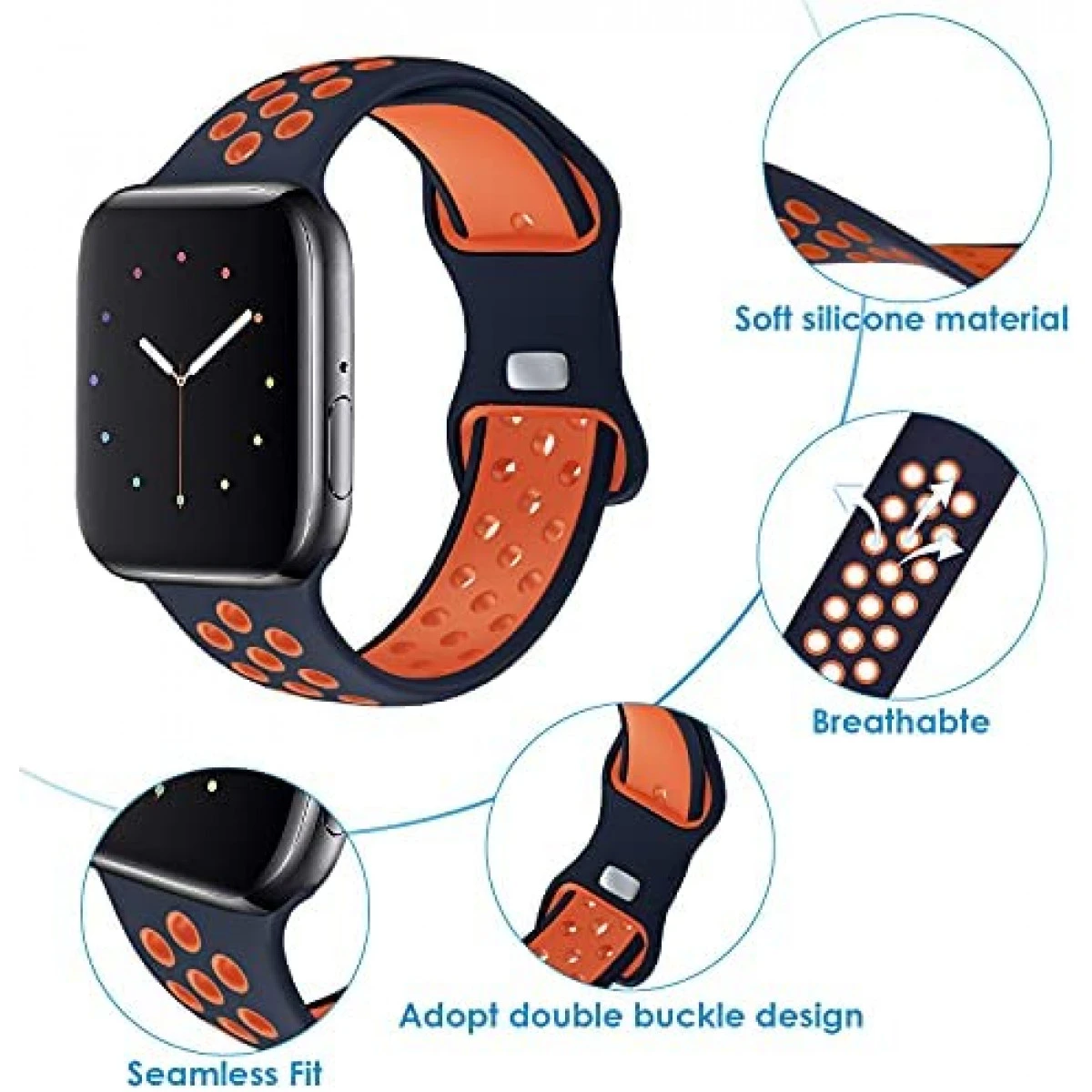 NOY 10 Pack Sport Bands Compatible With Apple Watch Bands 42mm 44mm 45mm, Breathable Soft Silicone Sport Women Men Replacement Strap Compatible For IWatch Series 7/6/5/4/3/2/1/SE 4 NOY 10 Pack Sport Bands Compatible With Apple Watch Bands 42mm 44mm 45mm, Breathable Soft Silicone Sport Women Men Replacement Strap Compatible For IWatch Series 7/6/5/4/3/2/1/SE - Image 2