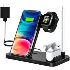 Wireless Charging Station-4 In 1 Fast Wireless Charger Charging Stand Compatible With Apple Watch Series AirPods 1/2/3/Pro IPhone 13 Pro/13 Pro Max/12/12 Pro/SE/11/11pro/X/XS/XR/Xs Max/8/8 Plus