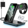 WAITIEE Wireless Charger 3 In 1, 15W Fast Charging Station For Apple IWatch 6/5/4/3/2/1,AirPods Pro,for 13Pro Max/13 Pro/13/12/11/11 Pro/X/Xr/Xs/8/Samsung Galaxy Phone Series (No Watch Charging Cable) -Watch Store 757277825996