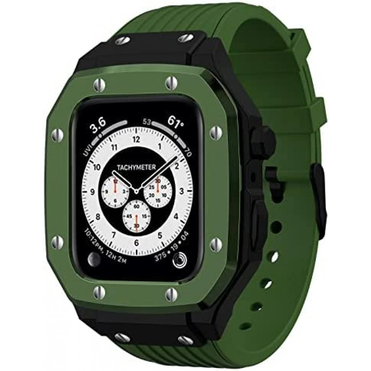 Compatible With Apple Watch Band 45mm 44mm Stainless Metal Bumper Case, Men Rugged Soft Silicone Bands For Apple Watch SE And IWatch Series 7 6 5 4, Sport Military Protective Cases Drop-Proof,Green 3 Compatible With Apple Watch Band 45mm 44mm Stainless Metal Bumper Case, Men Rugged Soft Silicone Bands For Apple Watch SE And IWatch Series 7 6 5 4, Sport Military Protective Cases Drop-Proof,Green