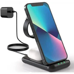 Wireless Charger, Foldable Wireless Charging Station For IPhone 13 Pro Max/13/12, 3 In 1 Wireless Charging Stand For Apple Watch 7 Series, Airpod 3/pro/2, 18W Fast Wireless Phone Charger With Adapter