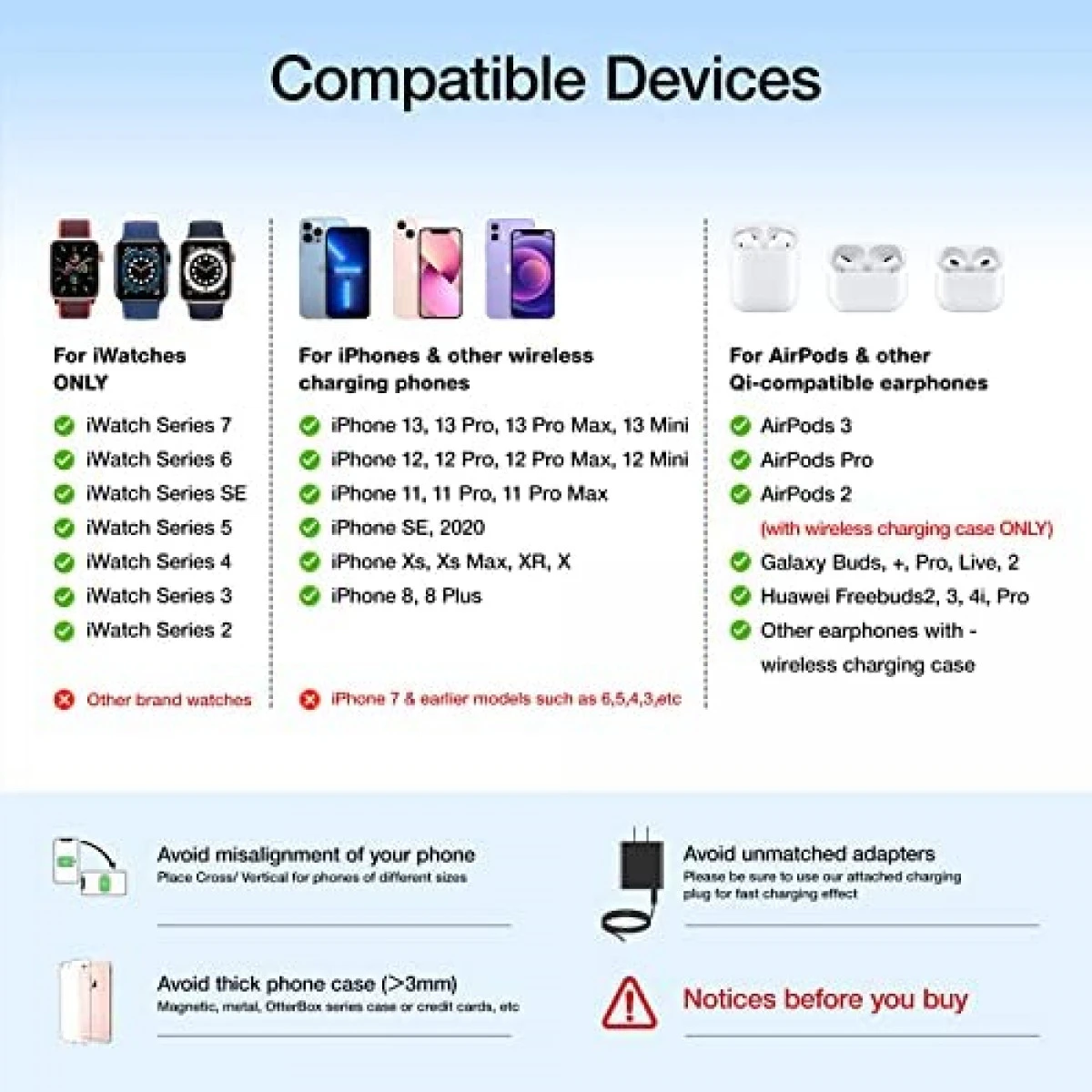 Wireless Charger 3 In 1 For IPhone/iWatch/Airpods Device, Qi Certified Charging Station/Stand Compatible For Apple Watch 7/6/SE/5/4/3/2, For IPhone 13,12,11 (Pro, Max)/XS/XR/XS/X/8, Airpods 3/Pro/2 4 Wireless Charger 3 In 1 For IPhone/iWatch/Airpods Device, Qi Certified Charging Station/Stand Compatible For Apple Watch 7/6/SE/5/4/3/2, For IPhone 13,12,11 (Pro, Max)/XS/XR/XS/X/8, Airpods 3/Pro/2 - Image 2