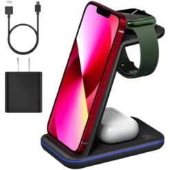 Wireless Charger 3 In 1 For IPhone/iWatch/Airpods Device, Qi Certified Charging Station/Stand Compatible For Apple Watch 7/6/SE/5/4/3/2, For IPhone 13,12,11 (Pro, Max)/XS/XR/XS/X/8, Airpods 3/Pro/2
