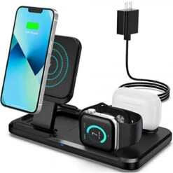3 In 1 Charging Station For Apple Multiple Devices, Foldable Wireless Charger Portable Travel Charging Dock Charger Stand Compatible With IPhone Airpods Apple Watch With 15w Adapter
