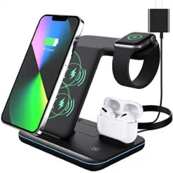 Wireless Charger, 3-in-1 Wireless Charging Station For Apple Watch Series7/6/ SE /5/4/3/2/1, AirPods Pro/3/2/1 /, IPhone 13/12/11 Pro MAX Series/XR/XS MAX/XS/X/8/8P, (Without Watch Charging Line)