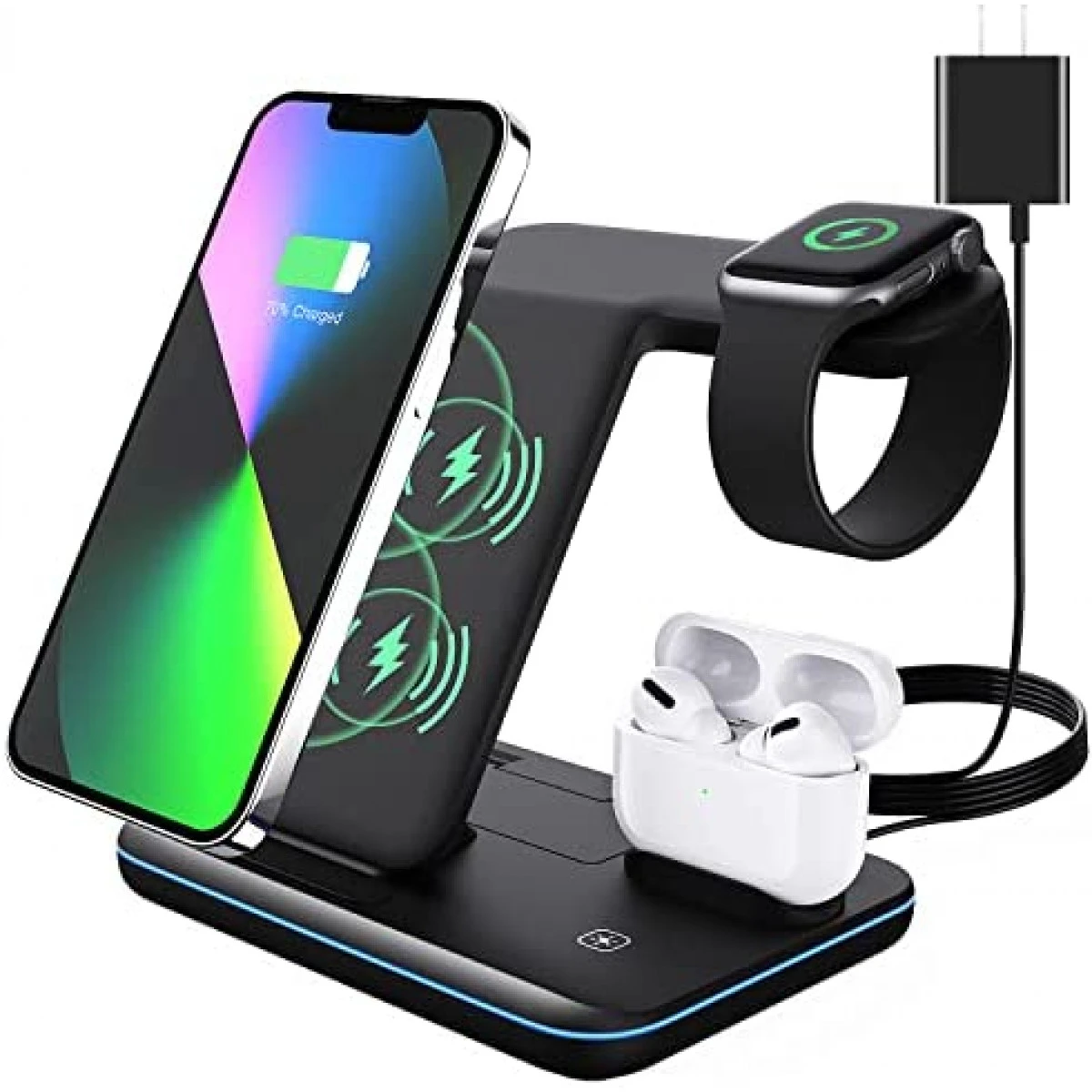 Wireless Charger, 3-in-1 Wireless Charging Station For Apple Watch Series7/6/ SE /5/4/3/2/1, AirPods Pro/3/2/1 /, IPhone 13/12/11 Pro MAX Series/XR/XS MAX/XS/X/8/8P, (Without Watch Charging Line) 3 Wireless Charger, 3-in-1 Wireless Charging Station For Apple Watch Series7/6/ SE /5/4/3/2/1, AirPods Pro/3/2/1 /, IPhone 13/12/11 Pro MAX Series/XR/XS MAX/XS/X/8/8P, (Without Watch Charging Line)