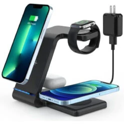 Charging Station For Multiple Devices Apple, 4 In 1 Wireless Charger Station, With Qi-Certified 30W Charging Dock For Apple Watch 7 6 SE 5 4 3, IPhone 13, 12, 11, Pro, Pro Max, Mini, AirPods Pro 3, 2