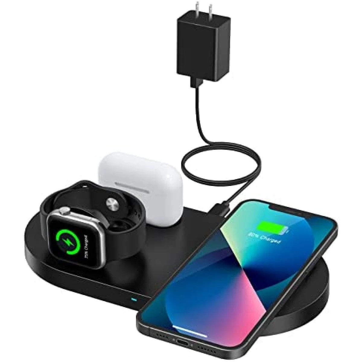 Wireless Charger, 3 In 1 Wireless Charging Station Compatible With IPhone 13/12/11 Pro Max/XS MAX/XR/XS/X/8, 18W Fast Wireless Charging Pad For Apple Watch Series & AirPods 1/2 /Pro (with Adapter) 3 Wireless Charger, 3 In 1 Wireless Charging Station Compatible With IPhone 13/12/11 Pro Max/XS MAX/XR/XS/X/8, 18W Fast Wireless Charging Pad For Apple Watch Series & AirPods 1/2 /Pro (with Adapter)