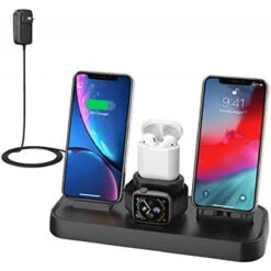 Wireless Charger, 4 In 1 Charging Station For Apple, Wireless Charging Pad Stand With Apple Watch Charger Stand, Apple Watch Charging Stand With AirPods Dock Wireless Charger For IPhone IWatch Airpods