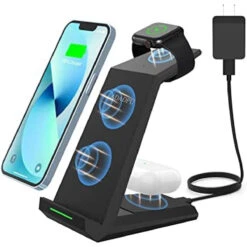 Wireless Charger 3 In 1 - ADADPU 15W Fast Charging Station For Apple Watch Series 7/6/SE/5/4/3/2,Charger Stand For Multiple Devices IPhone 13/12/11 Pro Max/XS/XR/X/8,Airpods Pro,Samsung Galaxy Phone