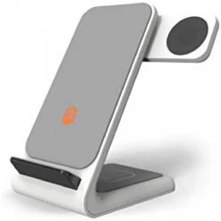 STM ChargeTree Swing - 3-in-1 Wireless Charging Station For IPhone/Samsung/Android (15W/7.5W), AirPods (5W), Apple Watch (3W) - Qi Certified Charging Stand - White (stm-931-323Z-01)