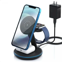 Magnetic Wireless Charger 3 In 1, PEXXUS 15W Fast Mag-Safe Charger Stand Mag Wireless Charging Station For IPhone 13 12 Pro/Max/Mini, Apple Watch 7/6/SE/5/4/3/2,AirPods Pro/3/2(QC3.0 Adapter Included)