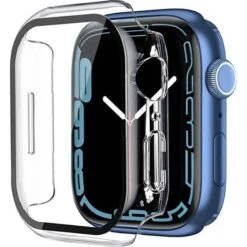 Smiling Case With Screen Protector For Apple Watch Series 7 45mm 2-Pack