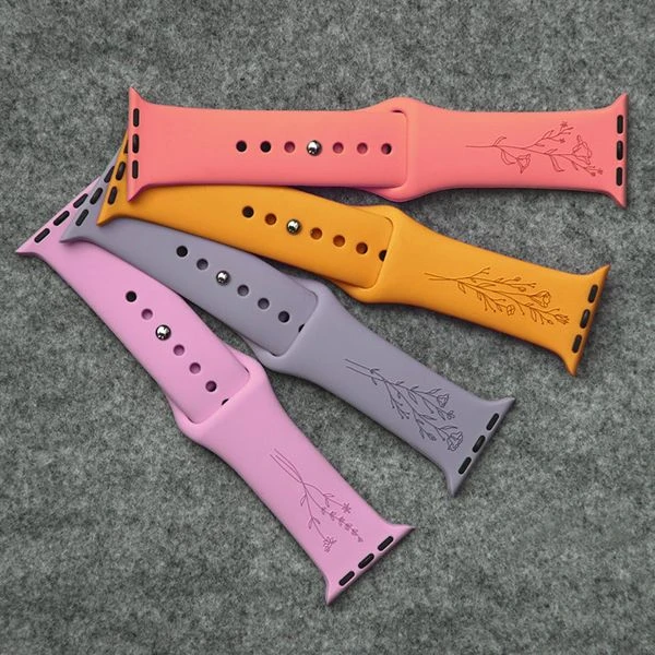 Personalized Floral Engraved Band For Apple Watch 7 Personalized Floral Engraved Band For Apple Watch - Image 5