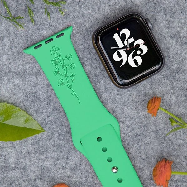 Personalized Floral Engraved Band For Apple Watch 8 Personalized Floral Engraved Band For Apple Watch - Image 6