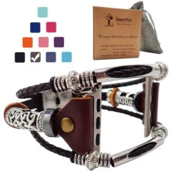 Smatiful Sparkling Leatherbands With Box Case For Men, Adjustable Cuff Accessories Smart Watch Sport Wrist Band For Apple Watch 38mm And 40mm, Brown,Special Edition