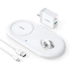 Anker Wireless Charger, 2 In 1 PowerWave+ Pad With Apple Watch Holder For Apple Watch 4/3/2, 7.5W For IPhone 11, 11 Pro, 11 Pro Max, Xs, XS Max, XR, X, 8, 8 Plus (No Apple Watch Charger)