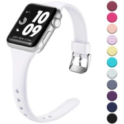 Laffav Slim Band Compatible With Apple Watch 40mm 38mm 44mm 42mm For Women Men, Soft Silicone Narrow Thin Sport Replacement Strap For IWatch Series 5 4 3 2 1