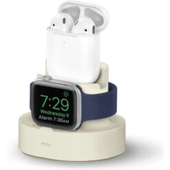 Elago 2 In 1 Apple Watch And Airpods Charging Dock Compatible With Apple AirPods 1and2, All IPhone Models, All Apple Watches Series, Apple TV Remote, Apple Pencil (Cables Not Included) [Classic White]