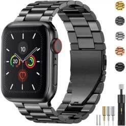 Fitlink Stainless Steel Metal Strap Replacement Link Bracelet Band Compatible With 2019 Apple Watch Series 5 Apple Watch Series 1/2/3/4 38/40mm And 42/44mm (Grey, 42/44 Mm)