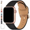 POWER PRIMACY Bands Compatible With Apple Watch Band 38mm 40mm 42mm 44mm, Top Grain Leather Smart Watch Strap Compatible For Men Women IWatch Series 5 4 3 2 1 (Black/Rosegold, 38mm/40mm) -Watch Store s20909411