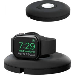 PZOZ Charger Stand Compatible For Apple Watch, Portable Charging Station Cable Management Dock Holder Case Organizer For IWatch With Band Series 5 4 3 2 1 44mm 40mm 42mm 38mm Accessories (Black)