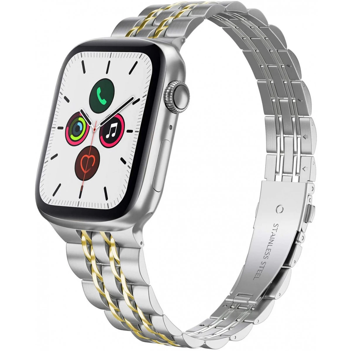 Compatible With Iwatch Band 42mm 44mm Series 5 4 3 2 1, Yisdo Apple Watch Bracelet Link Band Iphone Watch Band Stainless Steel For Women (42mm/44mm, Silver With Gold) 3 Compatible With Iwatch Band 42mm 44mm Series 5 4 3 2 1, Yisdo Apple Watch Bracelet Link Band Iphone Watch Band Stainless Steel For Women (42mm/44mm, Silver With Gold)