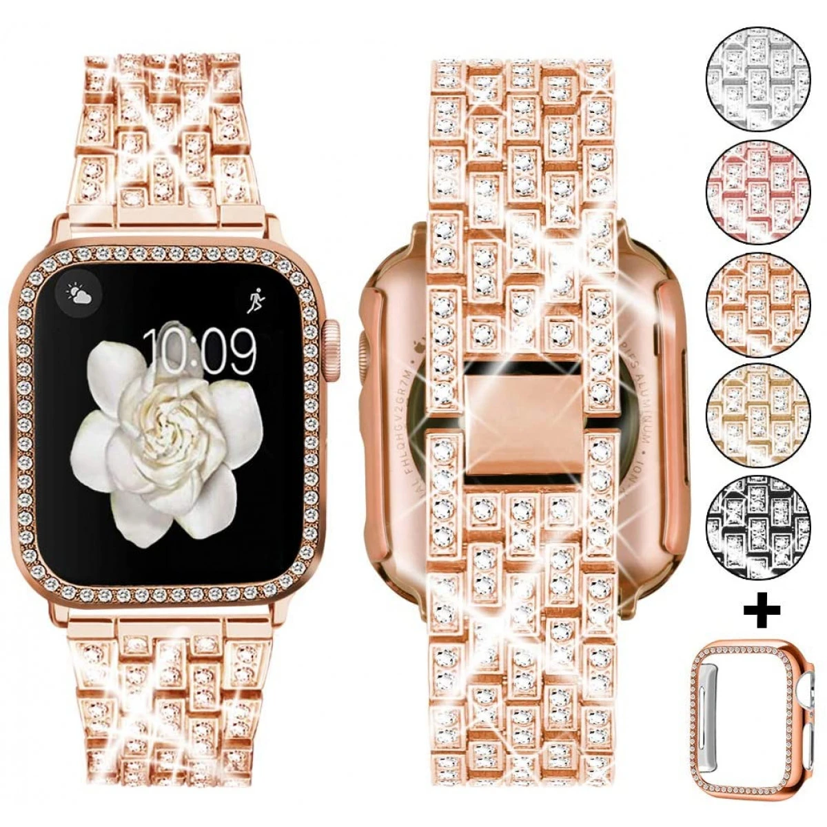 Supoix Compatible With Apple Watch Band 38mm 40mm 42mm 44mm + Case, Women Jewelry Bling Diamond Replacement Metal Strap And Soft PC Bumper Protective Case For IWatch Series 5/4/3/2/1(Rose Gold) 3 Supoix Compatible With Apple Watch Band 38mm 40mm 42mm 44mm + Case, Women Jewelry Bling Diamond Replacement Metal Strap And Soft PC Bumper Protective Case For IWatch Series 5/4/3/2/1(Rose Gold)