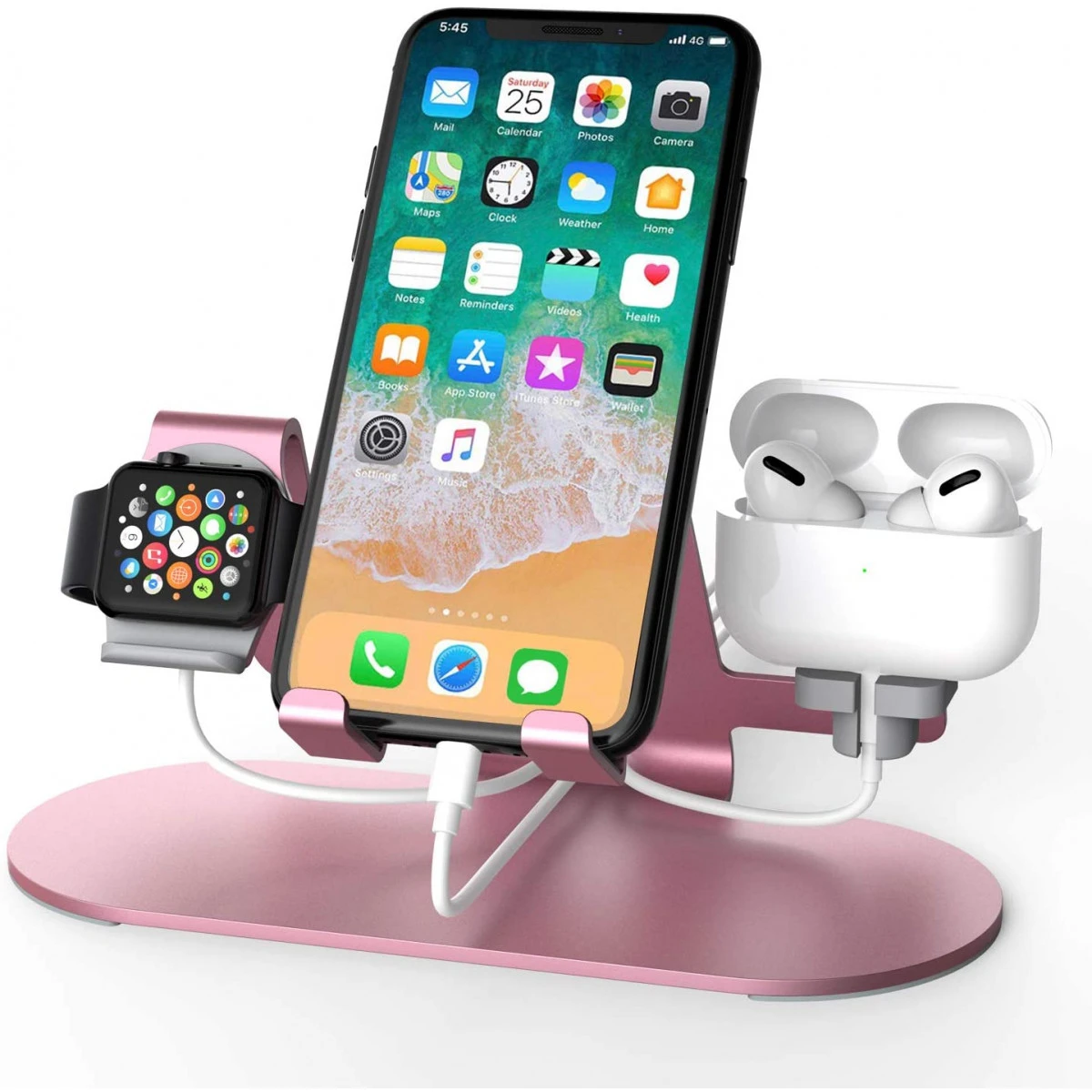3 In 1 Aluminum Charging Station For Apple Watch Charger Stand Dock For IWatch Series 4/3/2/1,iPad,AirPods And IPhone Xs/X Max/XR/X/8/8Plus/7/7 Plus /6S /6S PlusRose Gold 3 3 In 1 Aluminum Charging Station For Apple Watch Charger Stand Dock For IWatch Series 4/3/2/1,iPad,AirPods And IPhone Xs/X Max/XR/X/8/8Plus/7/7 Plus /6S /6S PlusRose Gold