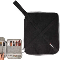 YOOSIDE Watch Band Organizer Bag, Nylon Waterproof Protable Travel Storage Zipper Bag Case Pouch For Garmin Watch Bands,Apple Watch Bands,Samsung Watch Bands,USB Cables (Black)