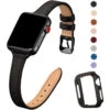 STIROLL Slim Leather Bands Compatible With Apple Watch Band 38mm 40mm 42mm 44mm, Top Grain Leather Watch Thin Wristband For IWatch Series 5/4/3/2/1 (Black With Black, 42mm/44mm) 1 STIROLL Slim Leather Bands Compatible With Apple Watch Band 38mm 40mm 42mm 44mm, Top Grain Leather Watch Thin Wristband For IWatch Series 5/4/3/2/1 (Black With Black, 42mm/44mm) -Watch Store s20920669