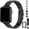 STIROLL Thin Replacement Band Compatible For Apple Watch 38mm 40mm 42mm 44mm, Stainless Steel Metal Wristband Women Men For IWatch 5/4/3/2/1 (Black, 38mm/40mm) 2 STIROLL Thin Replacement Band Compatible For Apple Watch 38mm 40mm 42mm 44mm, Stainless Steel Metal Wristband Women Men For IWatch 5/4/3/2/1 (Black, 38mm/40mm) -Watch Store s20921012