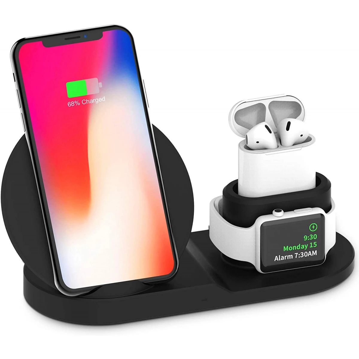 3 In 1 Charging Station For Apple,Wireless Charger, Wireless Charging Stand Apple Watch Charger For Apple Watch And IPhone Airpod Compatible For IPhone X/XS/XR/Xs Max/8 Plus IWatch Airpods-Black. 3 3 In 1 Charging Station For Apple,Wireless Charger, Wireless Charging Stand Apple Watch Charger For Apple Watch And IPhone Airpod Compatible For IPhone X/XS/XR/Xs Max/8 Plus IWatch Airpods-Black.