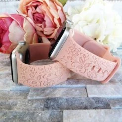Engraved Elegant Flower Band For Apple Watch